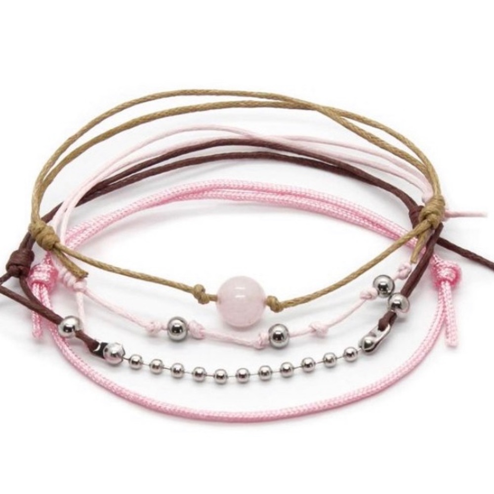 Pink Rose Quartz Adjustable Bracelet set new